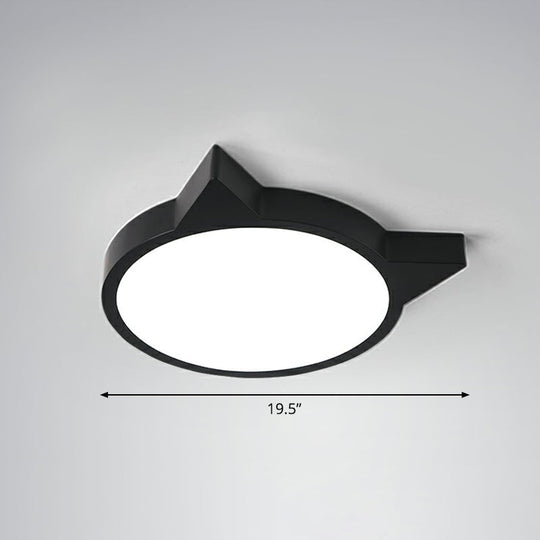 Minimalist Kitty Led Flushmount Ceiling Light For Kids’ Bedroom - Acrylic Flush Mount Black /
