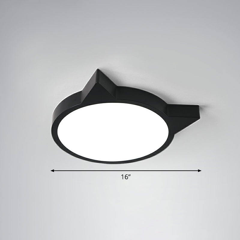 Minimalist Kitty Led Flushmount Ceiling Light For Kids’ Bedroom - Acrylic Flush Mount Black /