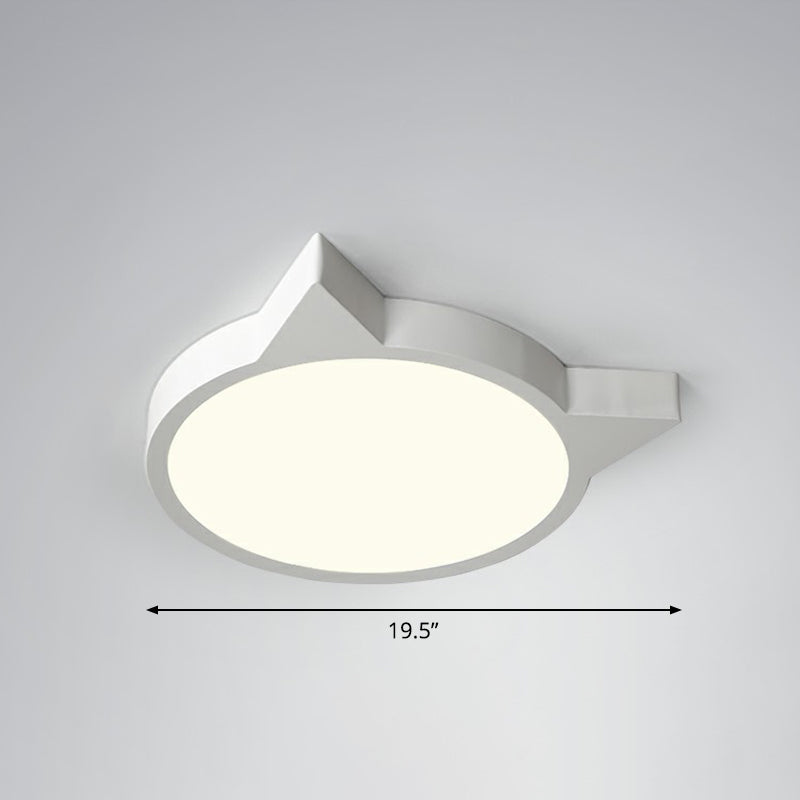 Minimalist Kitty Led Flushmount Ceiling Light For Kids’ Bedroom - Acrylic Flush Mount White /