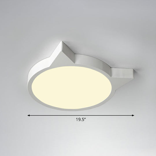 Minimalist Kitty Led Flushmount Ceiling Light For Kids’ Bedroom - Acrylic Flush Mount White /