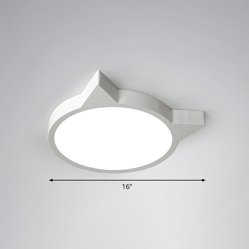 Minimalist Kitty Led Flushmount Ceiling Light For Kids’ Bedroom - Acrylic Flush Mount White / 16’