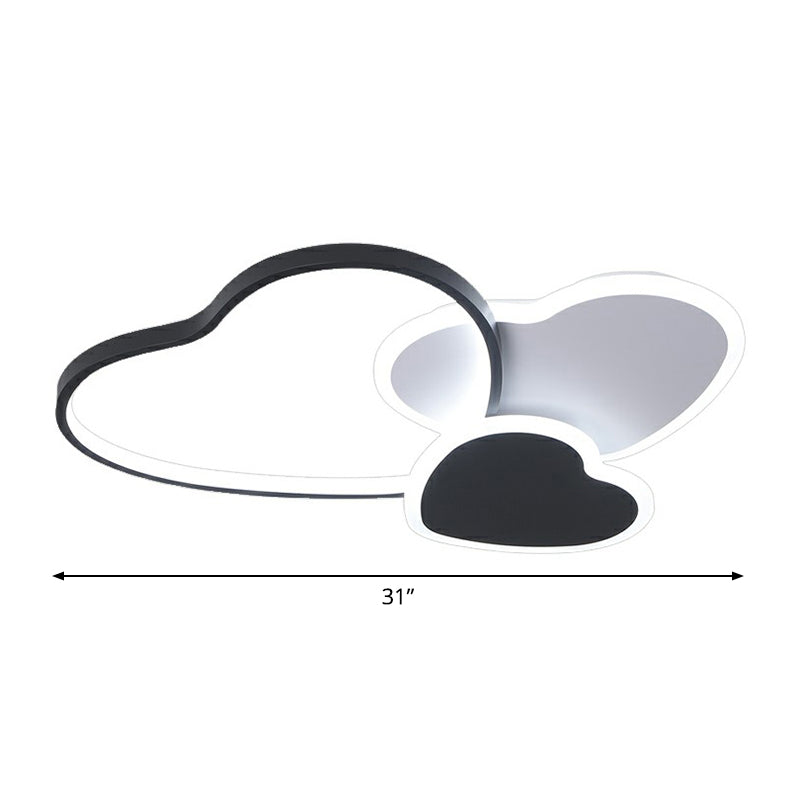 Modern Black Heart Led Flush Mount Light For Bedroom Ceiling / 31 Third Gear