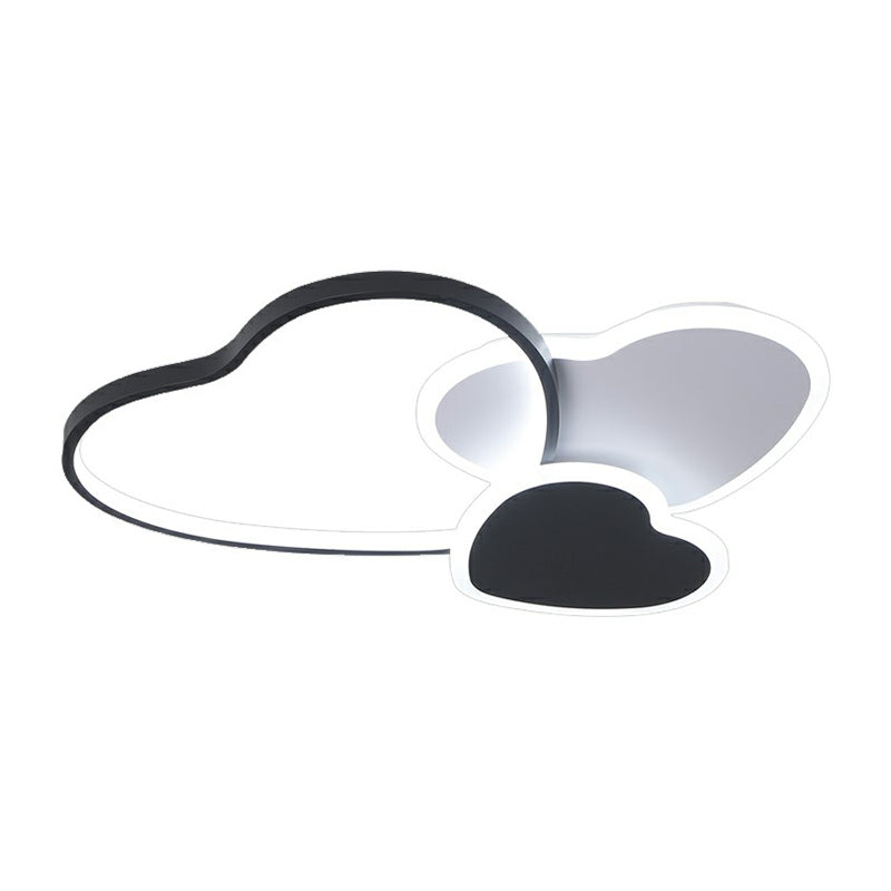 Modern Black Heart Led Flush Mount Light For Bedroom Ceiling
