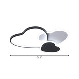 Modern Black Heart Led Flush Mount Light For Bedroom Ceiling / 20.5 White