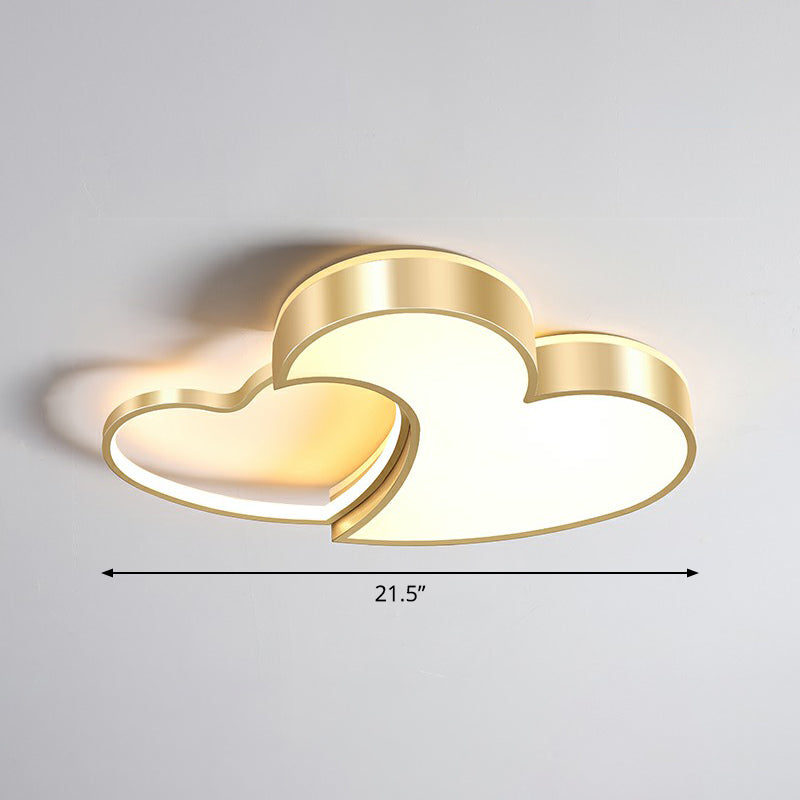 Minimalist Heart - Shaped Metal Ceiling Flush Mount Led Light In Golden Finish – Ideal For