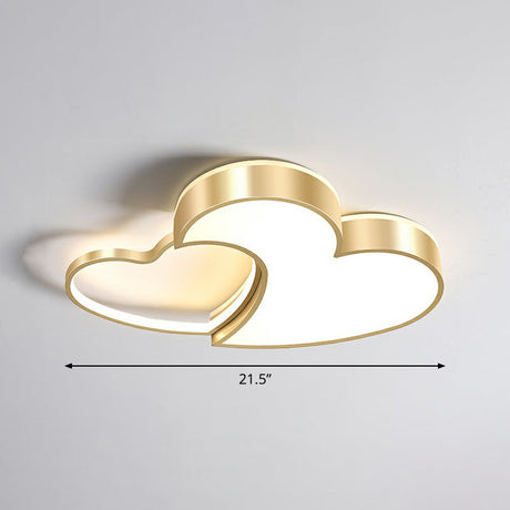 Minimalist Heart-Shaped Metal Ceiling Flush Mount Led Light In Golden Finish Ideal For Bedrooms Gold