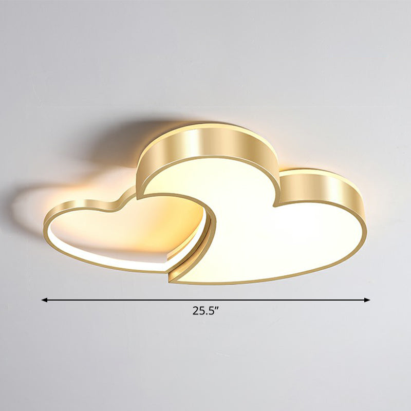 Minimalist Heart - Shaped Metal Ceiling Flush Mount Led Light In Golden Finish – Ideal For
