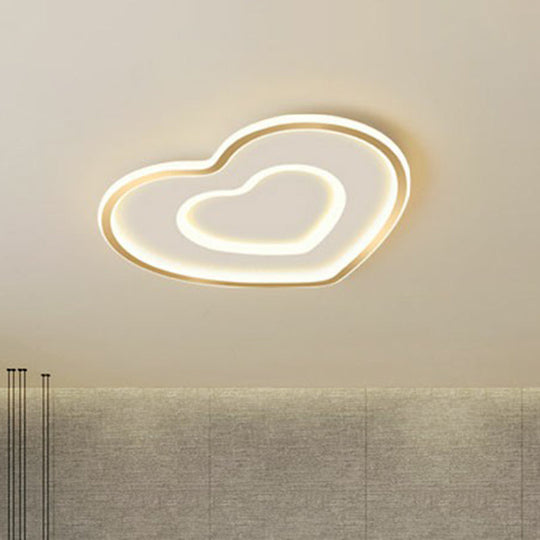 Ultra - Thin Gold Love Heart Led Ceiling Light For Bedroom