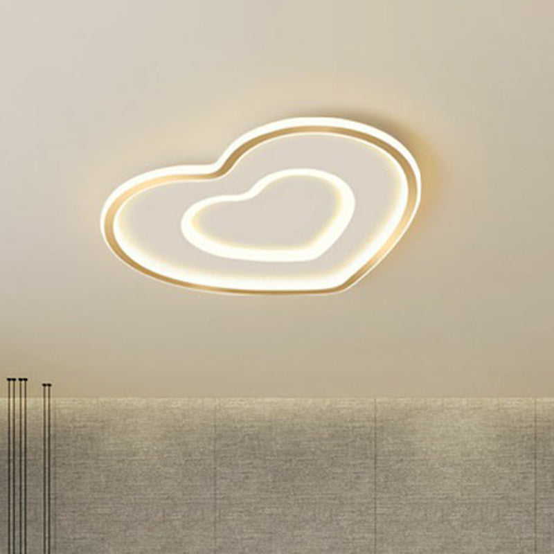 Ultra-Thin Gold Love Heart Led Ceiling Light For Bedroom