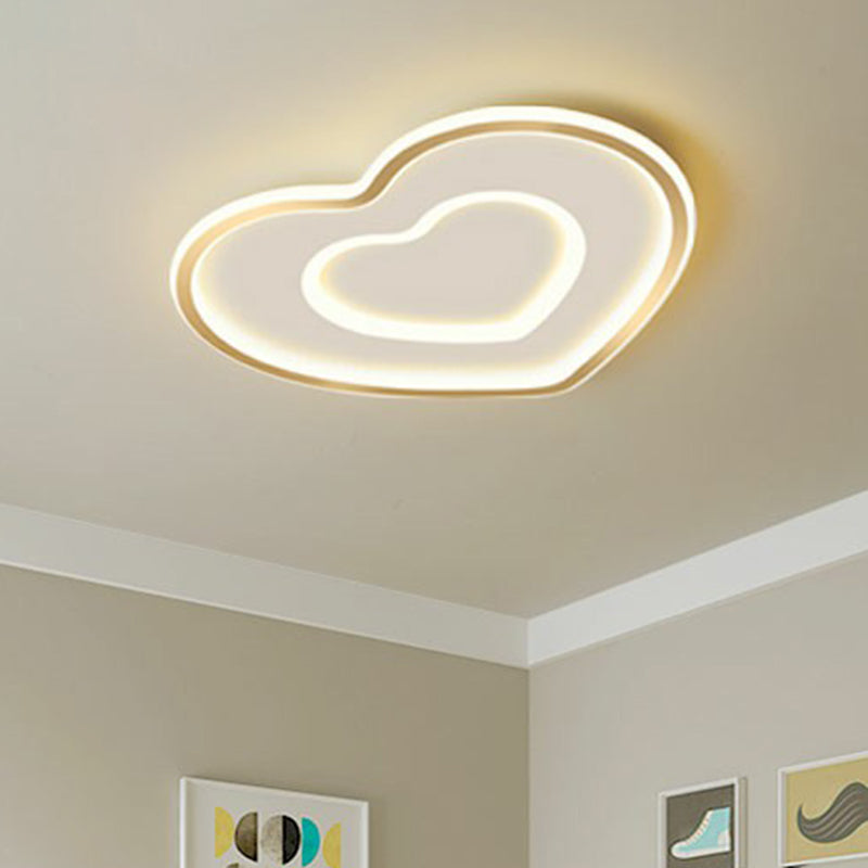 Ultra - Thin Gold Love Heart Led Ceiling Light For Bedroom