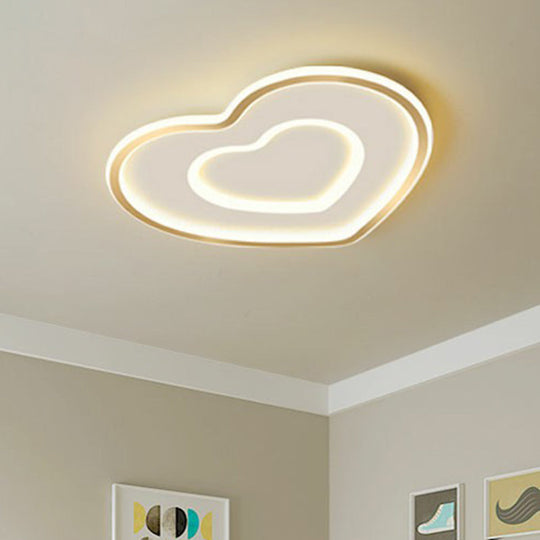 Ultra-Thin Gold Love Heart Led Ceiling Light For Bedroom