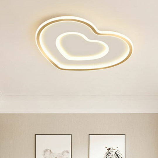 Ultra - Thin Gold Love Heart Led Ceiling Light For Bedroom