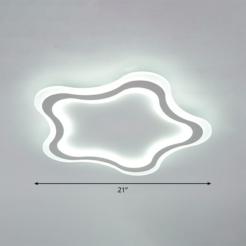 Kids’ Cartoon Acrylic Led Flushmount Ceiling Light With White Pentacle Design / 21’