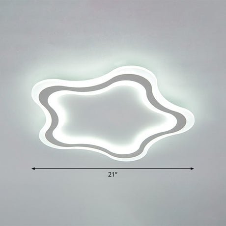 Kids Cartoon Acrylic Led Flushmount Ceiling Light With White Pentacle Design / 21