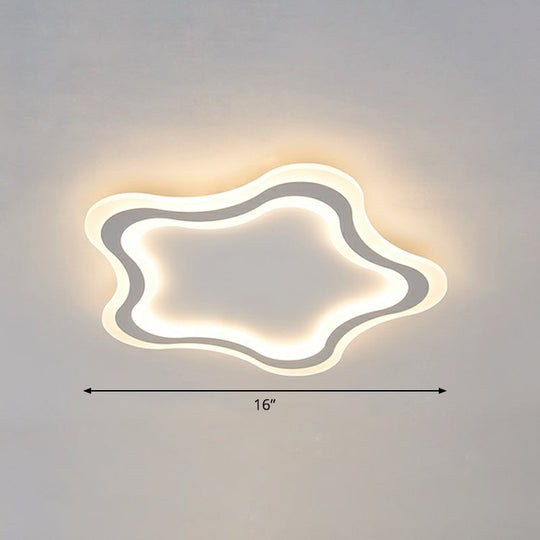 Kids’ Cartoon Acrylic Led Flushmount Ceiling Light With White Pentacle Design / 16’ Warm