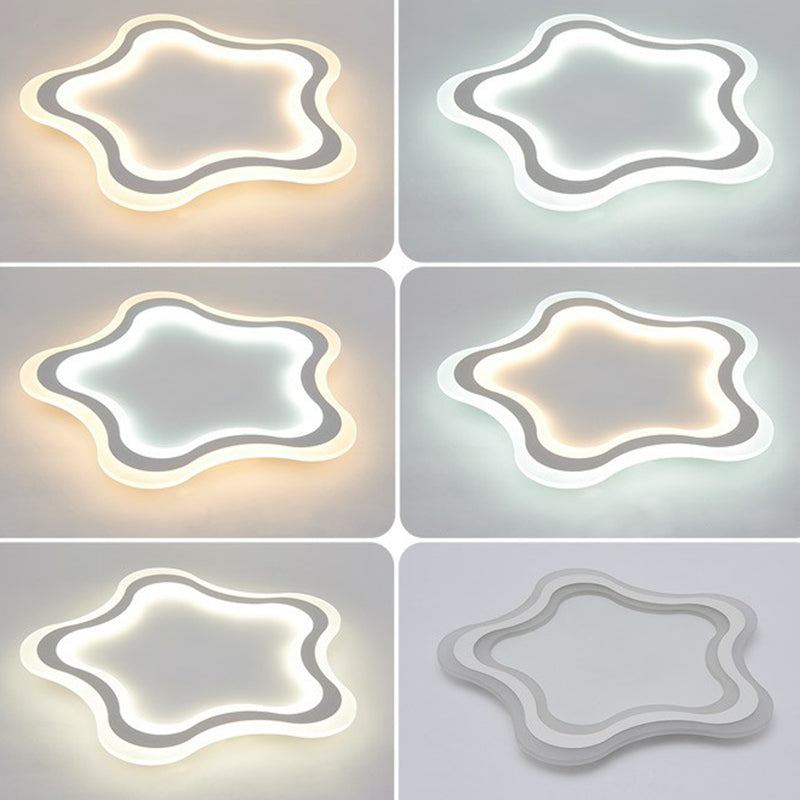 Kids’ Cartoon Acrylic Led Flushmount Ceiling Light With White Pentacle Design