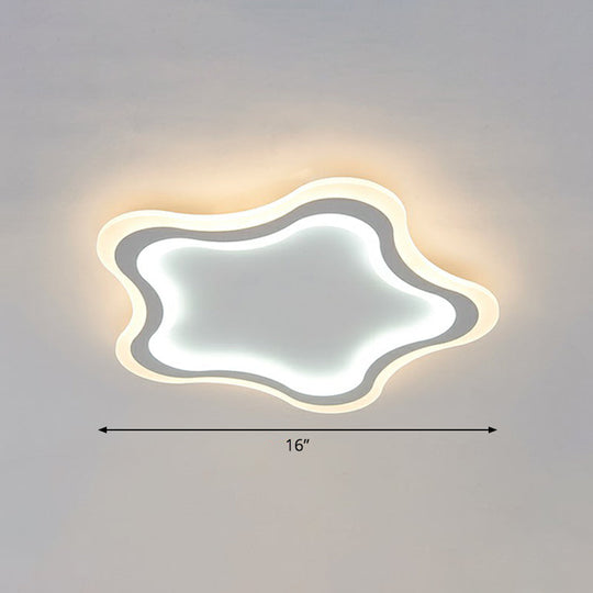 Kids’ Cartoon Acrylic Led Flushmount Ceiling Light With White Pentacle Design / 16’ Inner Outer Warm