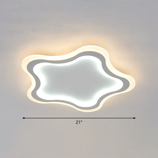 Kids’ Cartoon Acrylic Led Flushmount Ceiling Light With White Pentacle Design / 21’ Inner Outer Warm