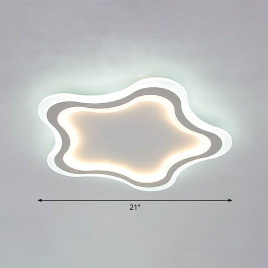 Kids’ Cartoon Acrylic Led Flushmount Ceiling Light With White Pentacle Design / 21’ Inner Warm Outer