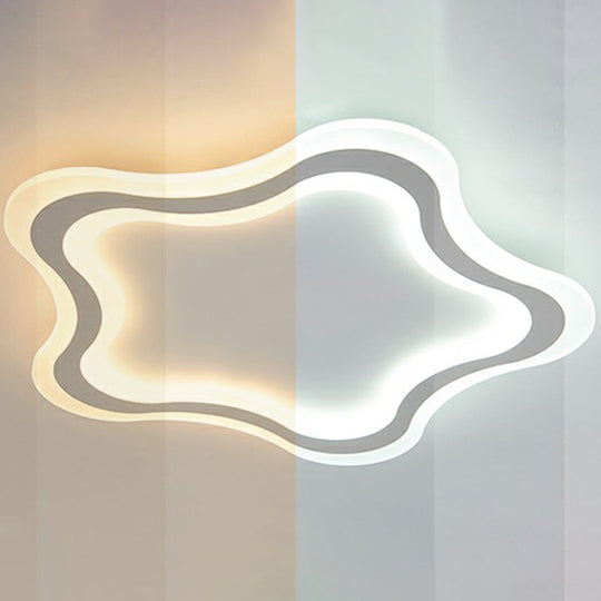 Kids’ Cartoon Acrylic Led Flushmount Ceiling Light With White Pentacle Design / 16’ Remote