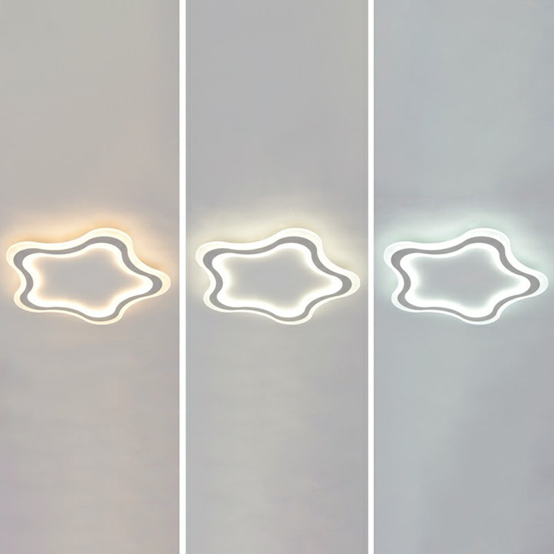 Kids Cartoon Acrylic Led Flushmount Ceiling Light With White Pentacle Design / 21 Third Gear