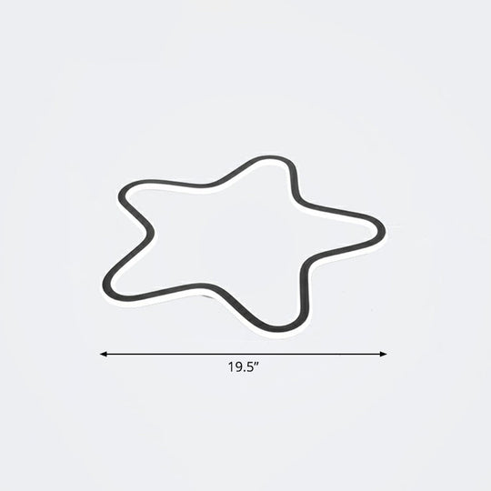 Simplicity Star Flush Mount Led Ceiling Light For Kids’ Room In Black Acrylic / 19.5’ White