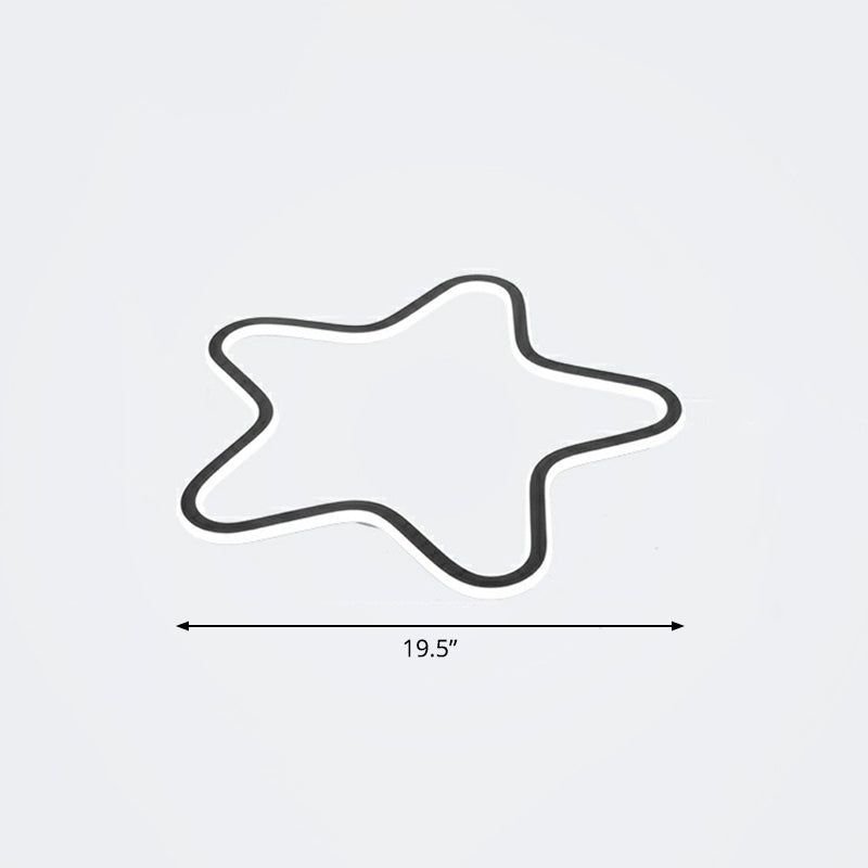 Simplicity Star Flush Mount Led Ceiling Light For Kids Room In Black Acrylic / 19.5 White