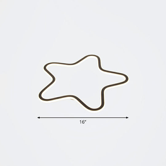 Simplicity Star Flush Mount Led Ceiling Light For Kids’ Room In Black Acrylic / 16’ Third Gear