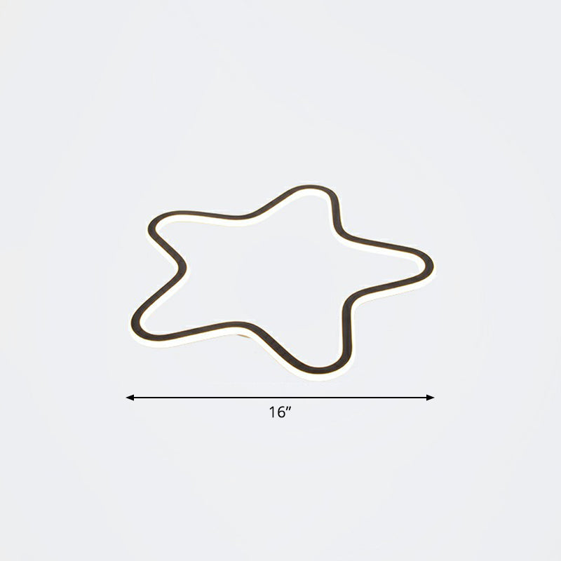 Simplicity Star Flush Mount Led Ceiling Light For Kids’ Room In Black Acrylic / 16’ Remote