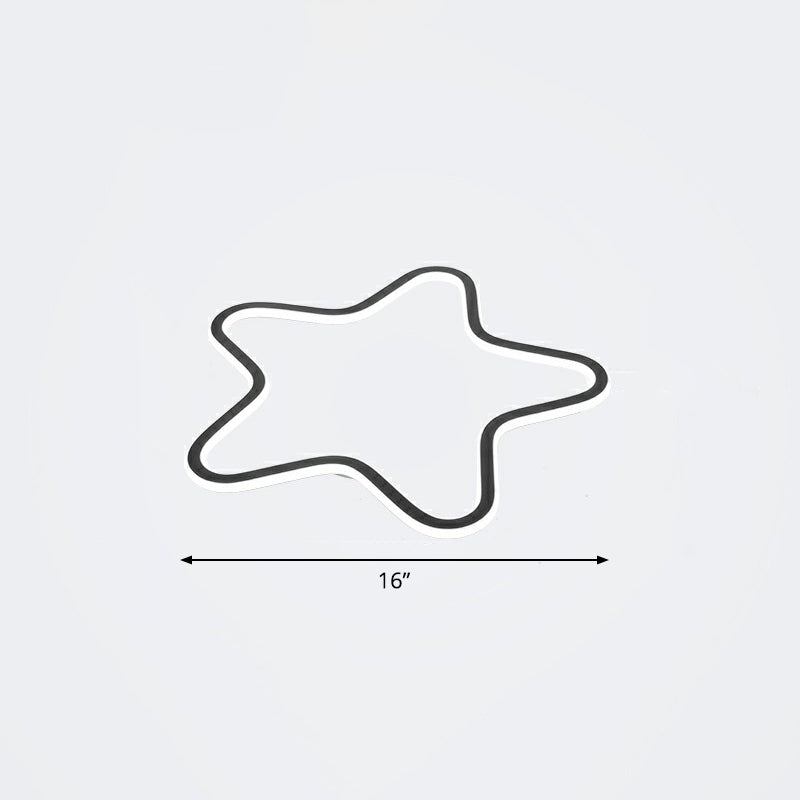 Simplicity Star Flush Mount Led Ceiling Light For Kids’ Room In Black Acrylic / 16’ White