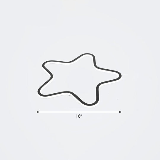 Simplicity Star Flush Mount Led Ceiling Light For Kids’ Room In Black Acrylic / 16’ White