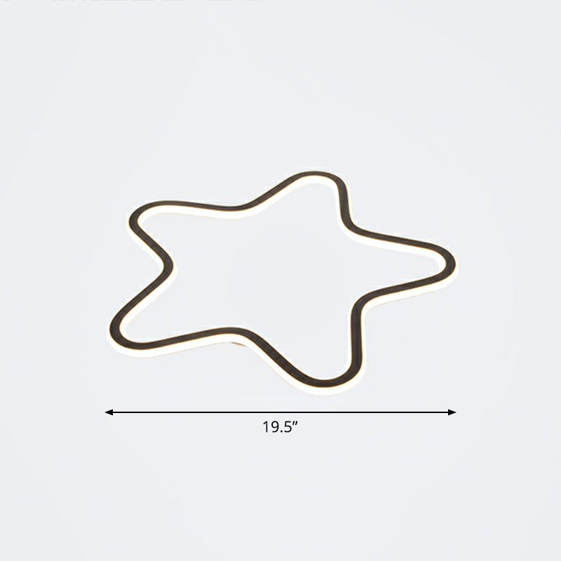 Simplicity Star Flush Mount Led Ceiling Light For Kids’ Room In Black Acrylic / 19.5’ Remote