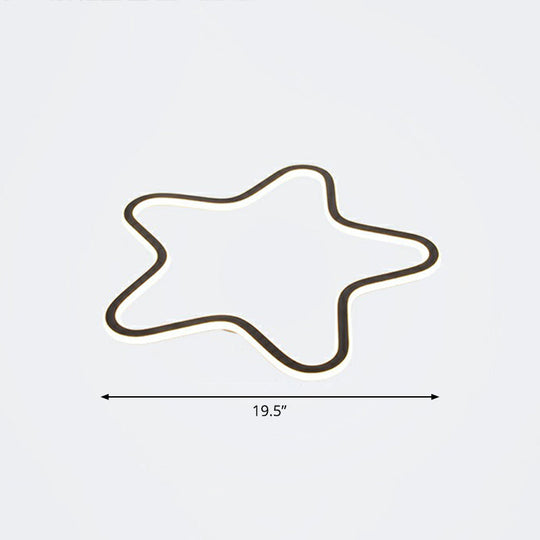 Simplicity Star Flush Mount Led Ceiling Light For Kids Room In Black Acrylic / 19.5 Remote Control