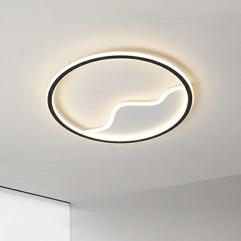 Minimalist Acrylic Led Ceiling Lighting Fixture For Bedroom - Mountain Mural Flush Mount