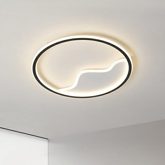 Minimalist Acrylic Led Ceiling Lighting Fixture For Bedroom - Mountain Mural Flush Mount