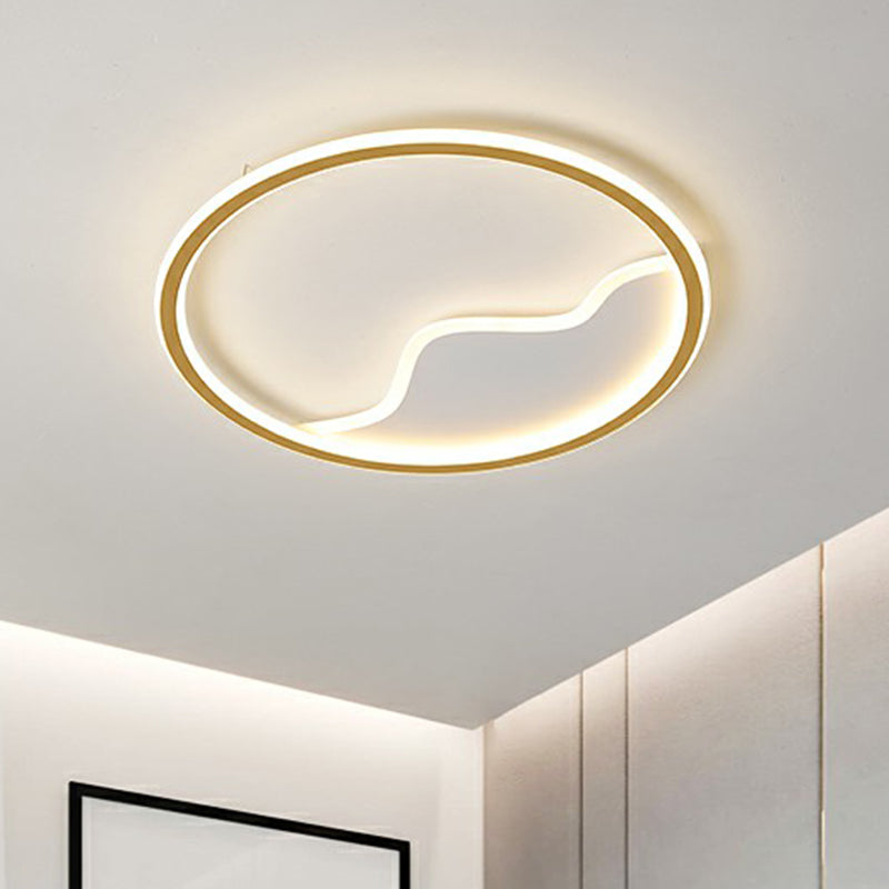 Minimalist Acrylic Led Ceiling Lighting Fixture For Bedroom - Mountain Mural Flush Mount