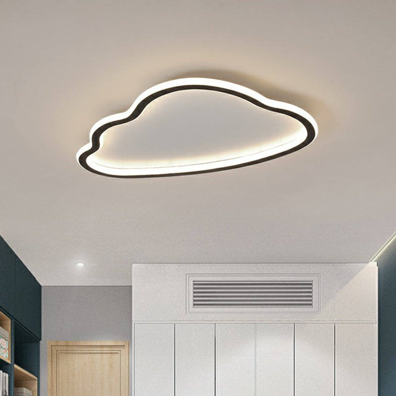 Black And White Led Cloud Ceiling Light With Acrylic Shade - Flush Mount Simple Design