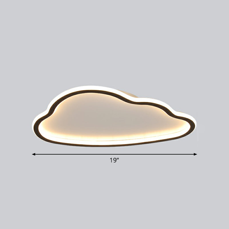 Black And White Led Cloud Ceiling Light With Acrylic Shade - Flush Mount Simple Design / 19 Remote