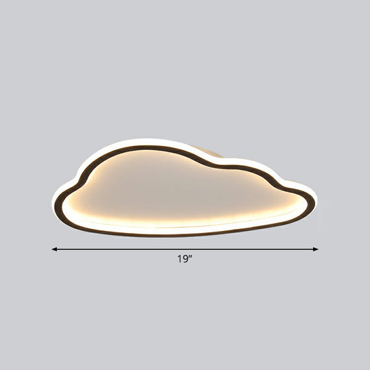 Black And White Led Cloud Ceiling Light With Acrylic Shade - Flush Mount Simple Design / 19 Remote