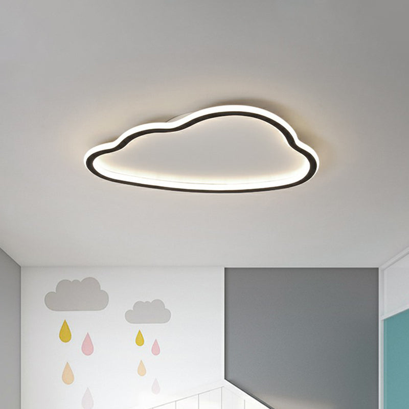 Black And White Led Cloud Ceiling Light With Acrylic Shade - Flush Mount Simple Design