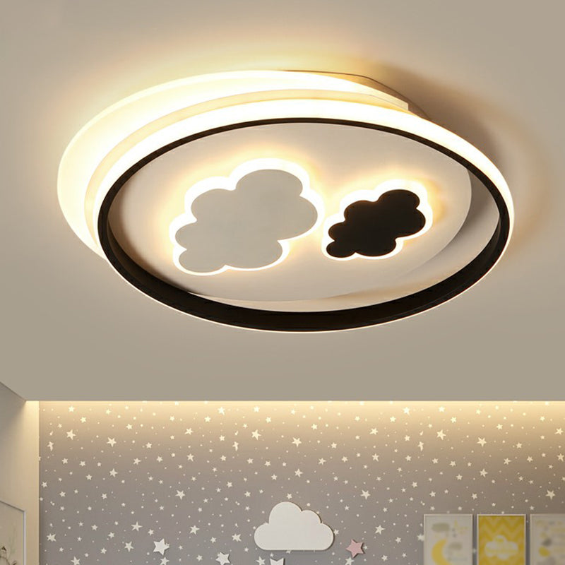 Kids’ Led Ceiling Light Fixture: Cloud Acrylic Bedroom Lamp In Black