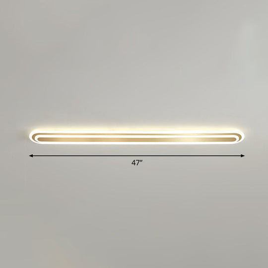 Minimalist Gold Led Ceiling Light For Bedroom - Acrylic Flush Mount Fixture / 47’ Remote Control