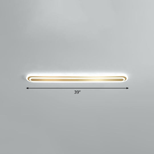 Minimalist Gold Led Ceiling Light For Bedroom - Acrylic Flush Mount Fixture / 39’ White