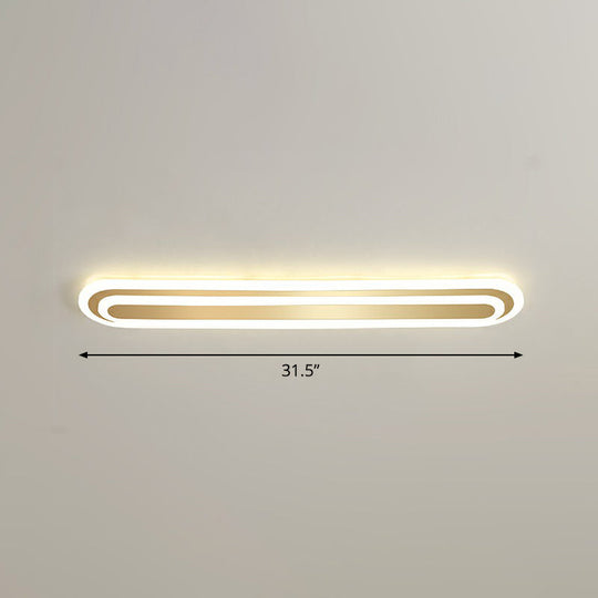 Minimalist Gold Led Ceiling Light For Bedroom - Acrylic Flush Mount Fixture / 31.5’ Warm