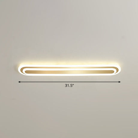 Minimalist Gold Led Ceiling Light For Bedroom - Acrylic Flush Mount Fixture / 31.5 Warm