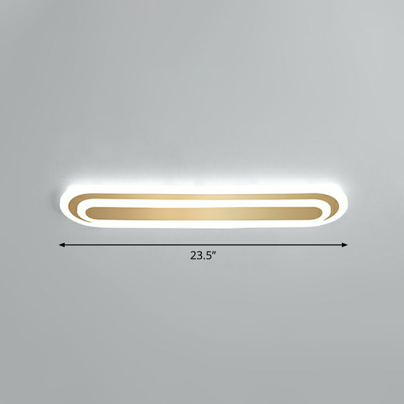Minimalist Gold Led Ceiling Light For Bedroom - Acrylic Flush Mount Fixture / 23.5’ White