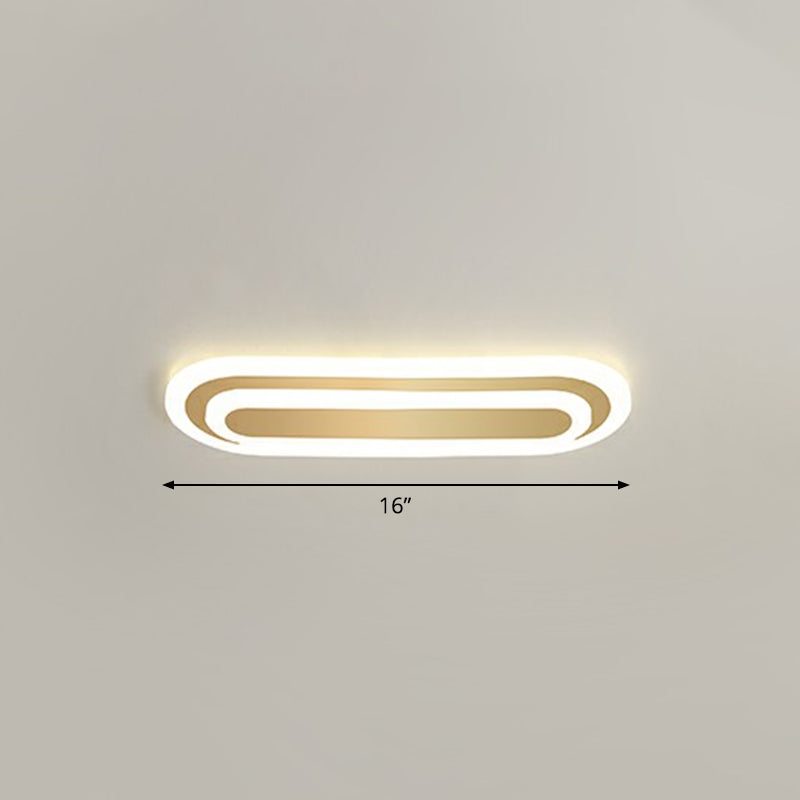 Minimalist Gold Led Ceiling Light For Bedroom - Acrylic Flush Mount Fixture / 16’ Warm