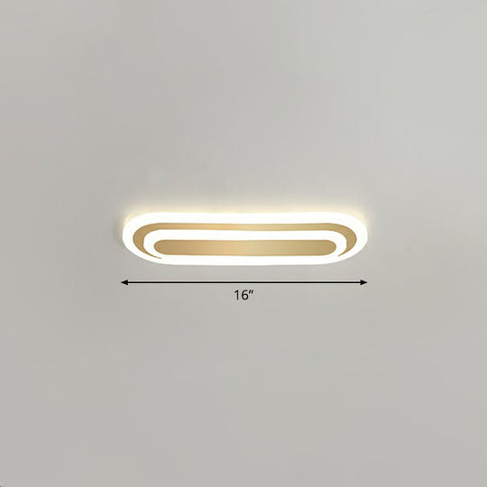 Minimalist Gold Led Ceiling Light For Bedroom - Acrylic Flush Mount Fixture / 16’ Remote Control