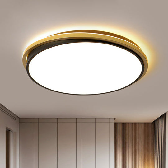Minimalist Gold And Black Acrylic Round Led Flush Light For Bedroom Ceiling