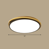 Minimalist Gold And Black Acrylic Round Led Flush Light For Bedroom Ceiling / 16 Third Gear